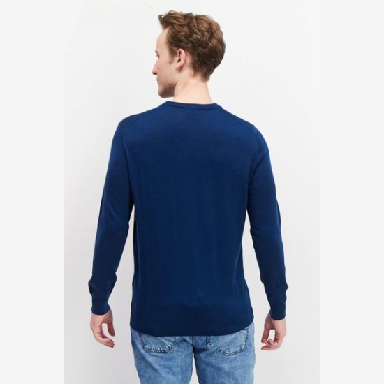 Celio* Men Crew Neck Long Sleeve Textured Sweatshirt, Blue