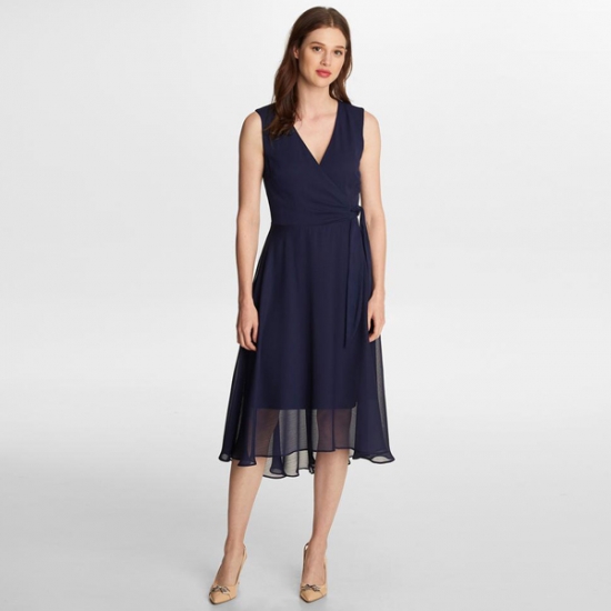 Karl Lagerfeld SLEEVELESS SHIFT DRESS WITH TIE WAIST