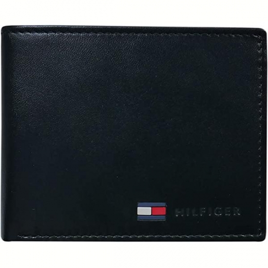 Tommy Hilfiger Leather Slim Bifold Wallet with Coin Pocket