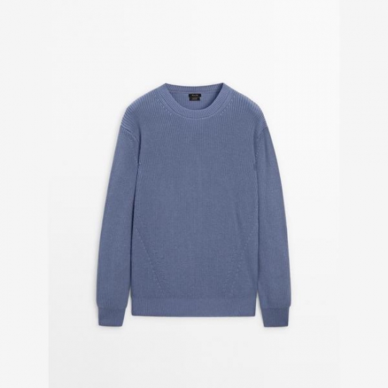 Crew neck cotton knit sweater