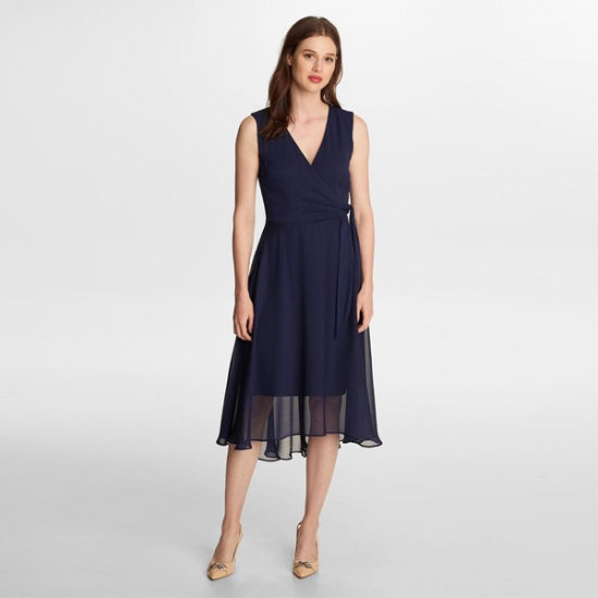 Karl Lagerfeld SLEEVELESS SHIFT DRESS WITH TIE WAIST
