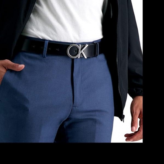 Calvin Klein Men Casual CK Monogram Cut Out Buckle Belt