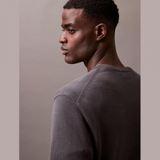 Calvin Klein Mens Smooth Cotton Monogram Logo Sweater